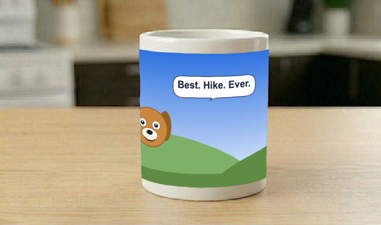 Captioned photo printed on a mug